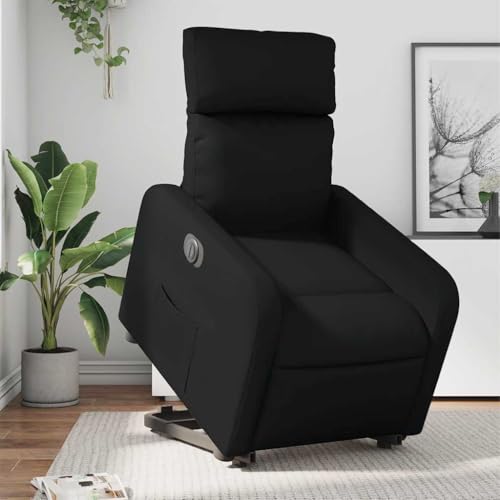 Molumvel - Silla de relajación eléctrica con ayuda para levantarse - Sillón de TV de piel sintética - Función alargada hasta 135 °C - Sillón para ancianos - Negro