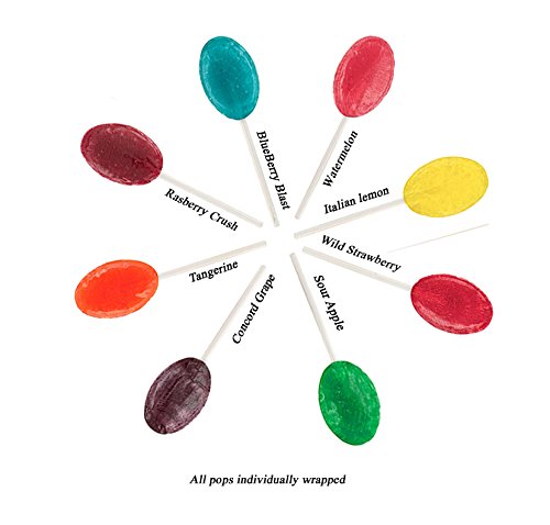 Oval Sugar Free Fruit Lollipops by Candy Creek, Bulk 4 lb. Carton, Strawberry, Watermelon, Concord Grape, Blueberry Blast, Lemonaid, Tangerine, Red Raspberry, and Sour Apple