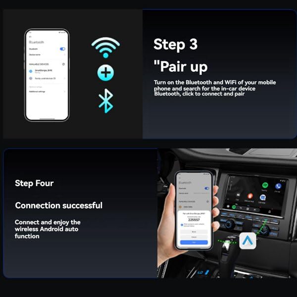 Adaptador CarPlay inalámbrico HWIREUIGT con Bluetooth estable para Android Auto sin cables 4