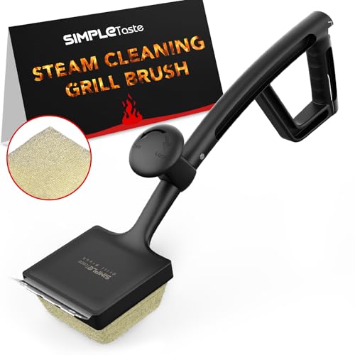 SIMPLETASTE Grill Brush and Scraper Bristle-Free for Outdoor Grill, Steam Cleaning Brush, Transformable Brush and Scraper Cleaner, Safe for Stainless Steel Grates Cast Iron, BBQ Accessories Tool