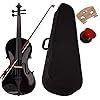 Full Size 4/4 Acoustic Violin Set,Beginner Violin Vintage Solid Wood Violin Starter Kit with Carrying Case,Bow and Rosin Black 1