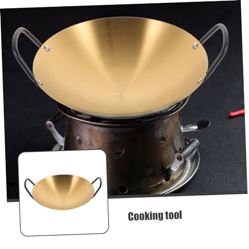 Wok pequeño de acero inoxidable con doble asa antiadherente miniatura 3