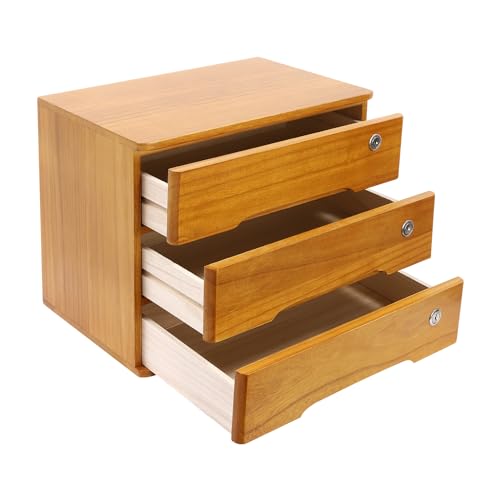 Boîte de rangement de bureau avec serrure - Kit de rangement en bois - Commode de bureau en bois - Solution de rangement - Boîte de rangement - Organiseur de...