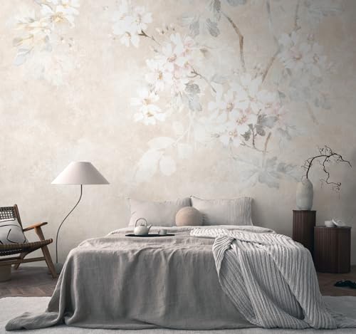 Livingwalls Photo Wallpaper Flowers in Beige, Cream, Grey - Non-Woven Wallpaper 399191 with Motif on 3.71 m x 2.80 m - Made in Germany - Image 2