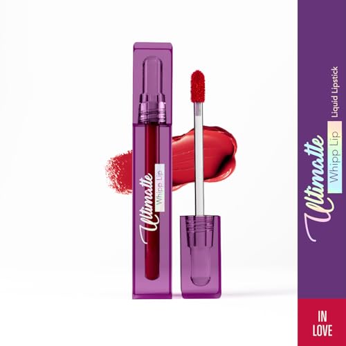 Image of Blue Heaven Ultimatte Whipp Lip Liquid Lipstick Waterproof Infused with Cocoa Butter & Rosehip Oil | Hydrating | Airy Mousse Texture | Soft Matte Finish | Intensely Pigmented | In Love | 3 ML
