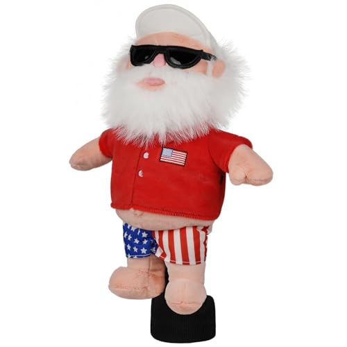 Craftsman Golf Patriotic Santa Golf Driver Wood Headcover Plush Golf Club Cover With Usa Flag Outfit Fun Holiday Golf Gift For Men