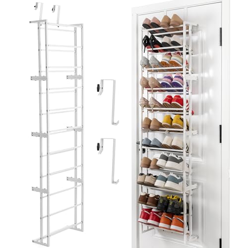 HUXOR 11 Tier Over The Door Shoe Organizer, Heavy-Duty Metal