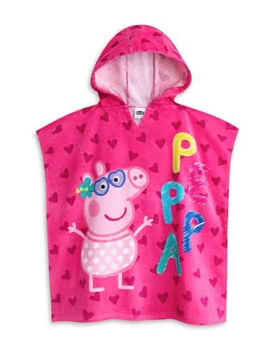 Peppa Pig Girls Swimsuit & Hooded Towel Poncho Toweling Robe Cover Up Set2
