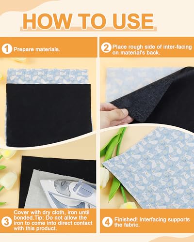 image for PLANTIONAL Black Iron-On Non-Woven Fusible Interfacing: 39 x 72 inch L