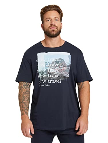 TOM TAILOR Men+ Herren 1030864 Plussize Print T-Shirt, 10668-Sky Captain Blue, XXL Cover