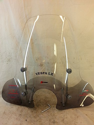  FACO PARABREZZA VESPA LX 50/125/150cc CLASSICO TRASPARENTE UNIVERSALE CROMATI ACRILICO MONTAGGIO A VITE SCOOTER