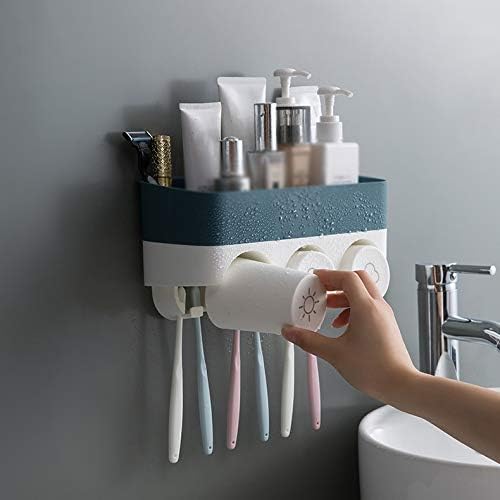 Wall Mounted Toothbrush Rack Brushing Cup Set Punch Free Bathroom Mouthwash Cup Dental Cylinder Storage Rack