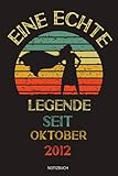 2012 oktober 3  Eine Echte Legende seit Oktober 2012: Legende geboren im Oktober 2012, Geschenkidee zum 9. Jahrestag für Mädchen, Geburtstag Vintage Geschenk für ... Personalisiertes Notizbuch für Oktober