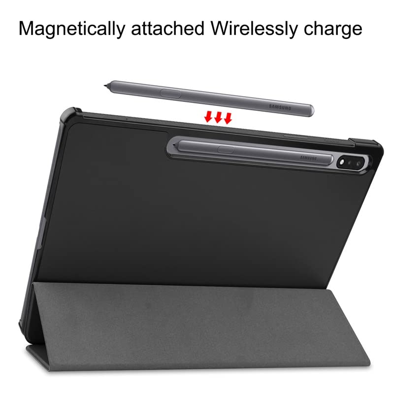 Image of Premium Shock Proof Stand Folio Multi Viewing Angles Hard PC Clear Back Case Cover Compatible with Samsung Galaxy Tab S8 Plus 12.4 inch (Black)