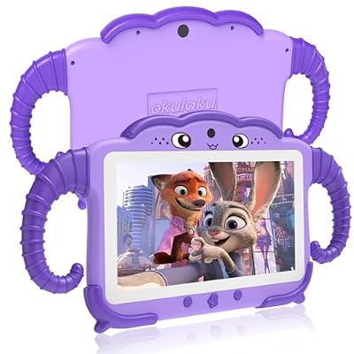 okulaku Kids Tablet 7 inch 32GB Toddler Tablet with Protective Case, WiFi, Education Software Preinstalled for Boys Girls, Dual Camera, Parental Control, YouTube, GMS