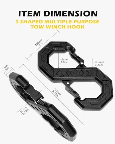 Image of 3 /8 inch Tow Hook, S-Shaped Winch Hook, 33,000lbs Breaking Strength, G80 Heavy Duty Forged Steel, Fast Connect Winch Shackle Towing Hook for Trucks, SUVs, ATVs, Trailers, Black