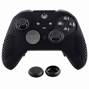 eXtremeRate Beschermhoes Hoes Antislip Tas Silicone Case + 2 Thumbstick Caps voor Nieuwe Xbox One Elite Series 2 Controller (zwart)