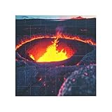 Bloques de construcción de rompecabezas de ladrillo vibrante para diversión creativa, decoración de escritorio, impresión de volcán Kilauea