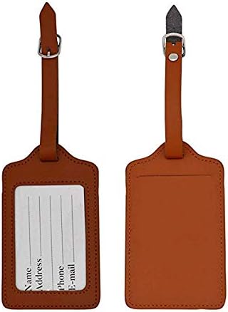 HOLLY TRIPSet of 2 PU Leather Business Card Holder Luggage Tags Bag Baggage Tag Travel Identifier Suitcase Labels Brown