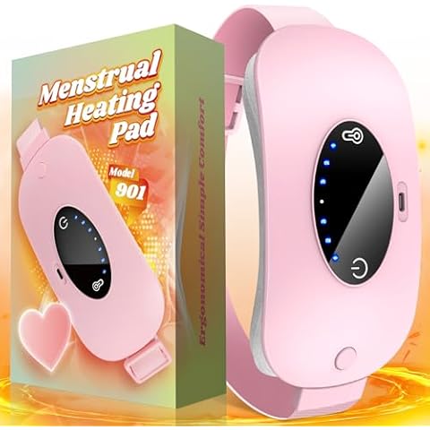 Electric Heating Pad for Period Cramps, Portable Cordless Heating Pad, Electric Heating Waist Belt, 3 Heating&3 Massage Modes Fast Heating Pad, Back or Belly Heating Pad for Women&Girl, Gift for Her Cover