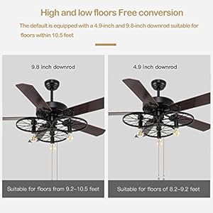 Rustic Ceiling Fan with Light and Remote Control, Industrial Farmhouse Ceiling Fans with 5 Brown Wooden Fan Blades and Retro Unique Wheel Shape,Pull Chains Control for Kitchen/Living Room Rustic Ceiling Fan with Light and Remote Control Industrial Farmhouse Ceiling Fans with 5 Brown Wooden Fan Blades and Retro Unique Wheel ShapePull Chains Control for KitchenLiving Room
