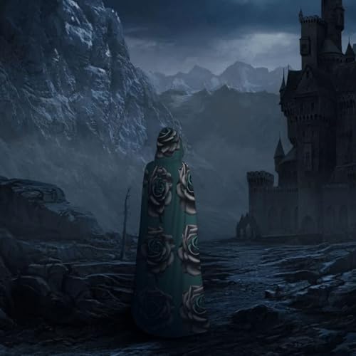 Cape d'Halloween à capuche gris sarcelle pour costume de magicien ou vampire - 7