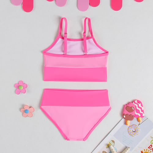 Image of Little Girl Swimsuit Casual Swimwear Kids Two Piece Color Block Bathing Suits Beach Bikini Set 3-12Years
