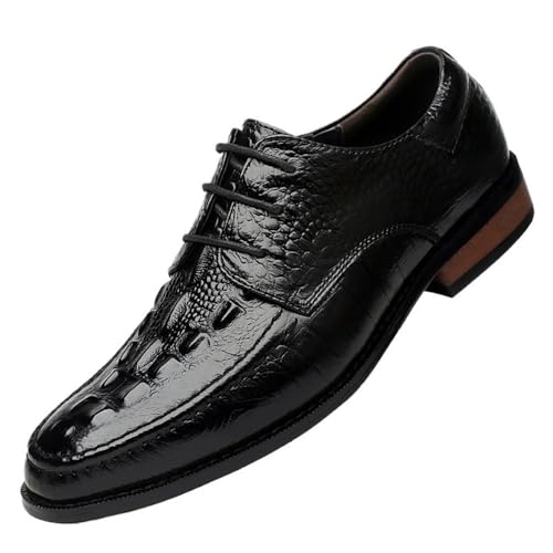Mens Classic Black Lace Up Dress Shoes Pointed Toe Business Wedding Formal Non Slip Rubber Sole Comfortable