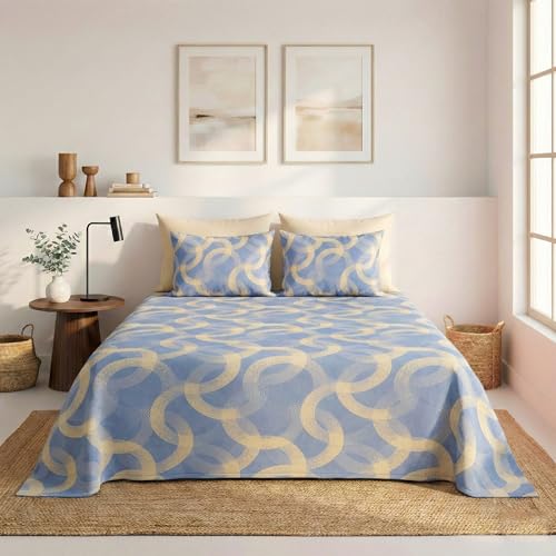 Image of HOMEKART 100% Cotton Feel Double Bed Bedsheet Set | 180tc to 220tc Soft & Breathable with 2 Pillow Covers | Wrinkle Free | for Bedroom & Gifting (Color -Beige, 90 x 90 Inches)