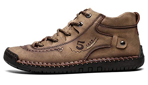 Santimon Mens Casual Oxford Shoes Flat Shoes Vintage Comfort Soft Leather Ankle Boots Lace-up Driving Shoes2