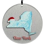 New York Christmas Ornament - Winter State Map and Santa Hat - 2026 Gift