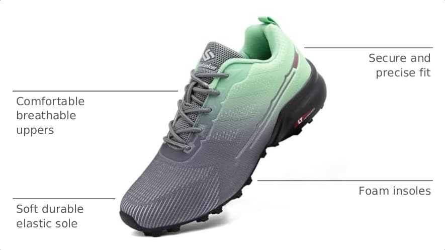 Image of Men's Trail Running Shoes Lightweight Breathable Walking Hiking Sneakers Outdoor Athletic Tennis Cross Training Shoes