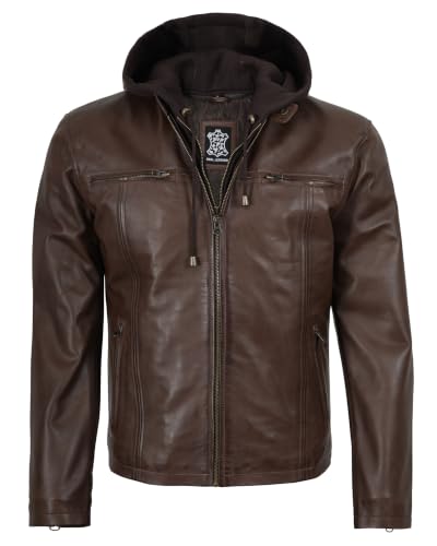 Image of Blingsoul Real Leather Jacket Men - Detachable Hooded lambskin Leather Jackets For Mens