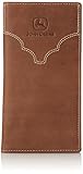 John Deere Men's Leather Checkbook Cover, Brown, One Size