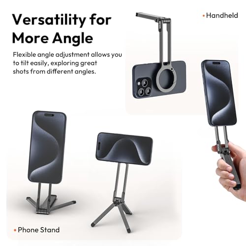 Image of ULANZI MA30 Magnetic Phone Tripod Stand for iPhone-Aluminium Maglock Smartphone Mini Tripod Pocket Cell Phone Stand Strong Magnet Quick Mount Compatible with iPhone 17 16 15 14 13 12 Series, Dark Gray