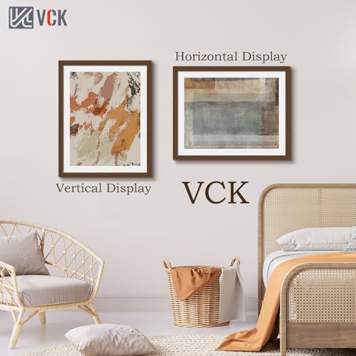 Image of VCK 22x28 Poster Frame Solid Wood brown 3 Pack Picture Frames 22 x 28 Inches with Wall Mounting Hanging