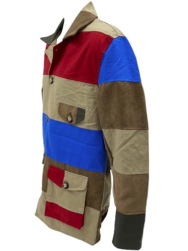 My Party Shirt Hunter Patchwork Style Field Jacket - Canvas Multicolor 60s Safari Coat - Las Vegas Movie Costume Raoul Duke4