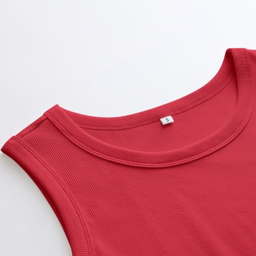 Image of ANRABESS Womens Sleeveless High Neck Tank Tops Fashion Summer Casual Basic Slim Fit Ribbed Racerback Top Shirt Clothes