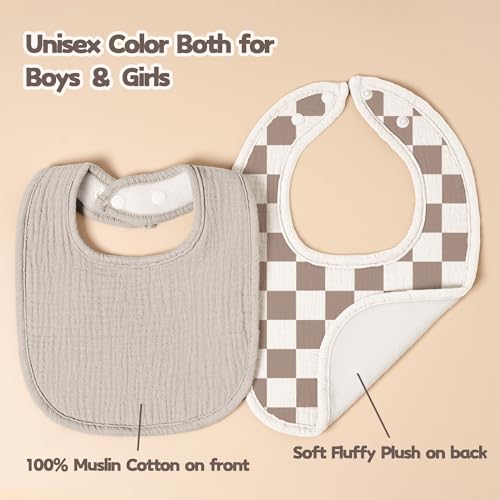 Image of Susurration Muslin Baby Drool Bibs 10Pack Soft Square Adjustable Bandana Bibs for Unisex Baby Girls & Boys