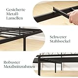 Zinus Elias Bettgestell 90 x 200 cm mit Moderne Kopfteil - Metallbett 90x200 mit Metall-Lattenrost - 30 cm Hohe Plattform mit Freiraum Darunter - Kein Boxspringbett Erforderlich - Schwarz