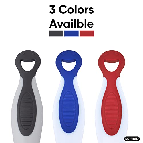Image of Superio Rubber Squeegee, 3 Pack, Streak Free All Purpose Window Squeegee, Comfort Grip Handle and Hanging Hook (Blue- Red, Grey 10 Inch- 3 Pack)