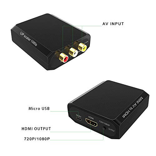 RCA to HDMI Converter, Wenter 1080P AV to HDMI Converter/ Composite to HDMI Converter with HDMI & RCA Cable for Xbox/PS2/Wii/VHS/VCR/DVD to Play on HDMI Digital TV