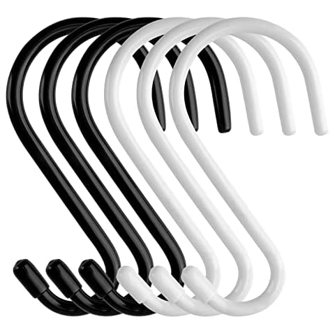 JOLNEX 6 Stück S Haken Groß, 15CM Edelstahlhaken Belastbar bis 30KG S-förmige Hängehaken Schwerlast Metallhaken Anti-Rost Haken Cover