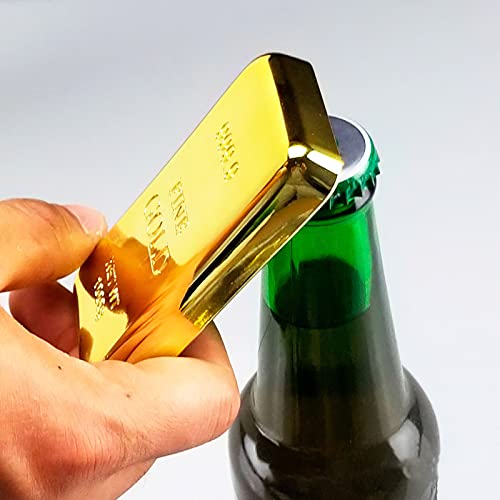ALLOMN Ouvre-bouteille Lingot dor Décapsuleur à Ailettes Creative, portable Ouvre-boîtes Aimant Golden Bullion Bar Outils Cuisine accessoires Cadeau Unique Creative cadeau pour Bière Soda Cap Cover