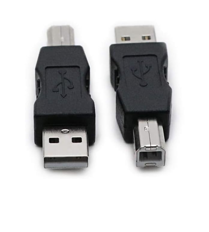 Image of USB 2.0 A-M /B-M Printer Connector ; Type A Male to Type B Male Connector Converter Adapter Coupler (2 Pieces)