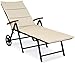 QHHALXZ Chaise longue pliante légère en rotin avec roulettes, 7 positions réglables, cadre en aluminium, chaise longue de jardin, terrasse, plage