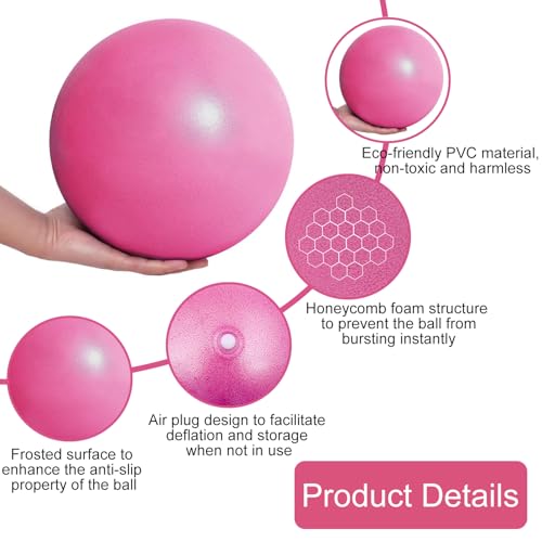 25cm Mini Pilates Ball,Anti-brust Yoga Ball,voor Balans, Fysiotherapie, Stretching en Core FitnessPink - Afbeelding 4