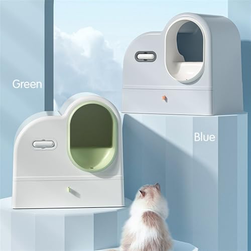 Caja de arena grande para gatos cerrada con bandeja deslizante miniatura 7