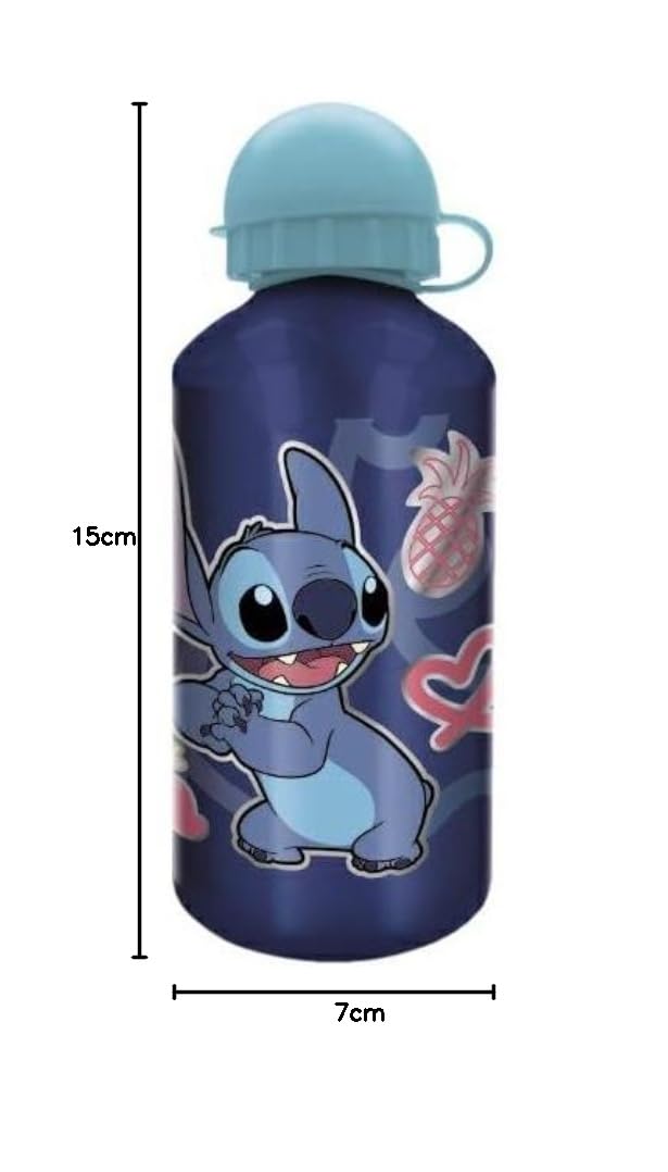 Stitch Borraccia in acciaio inox per ragazzi e ragazze, mensa riutilizzabile da 400 ml, per casa, scuola, più adesivi, altro ancora, bottiglia d'acqua Lilo e Stitch