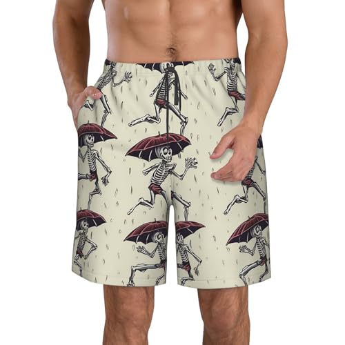 Men's Swim Trunks Quick Dry Board Shorts Mens Bathing Suit Swimsuits Skeleton Shorts with Pockets